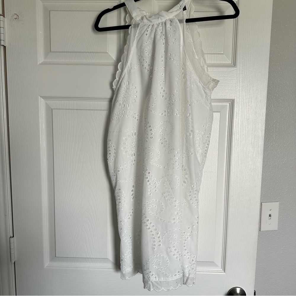 white halter neck dress
